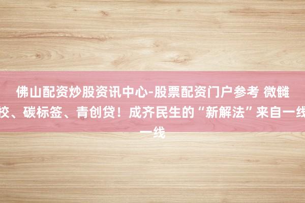佛山配资炒股资讯中心-股票配资门户参考 微雠校、碳标签、青创贷！成齐民生的“新解法”来自一线